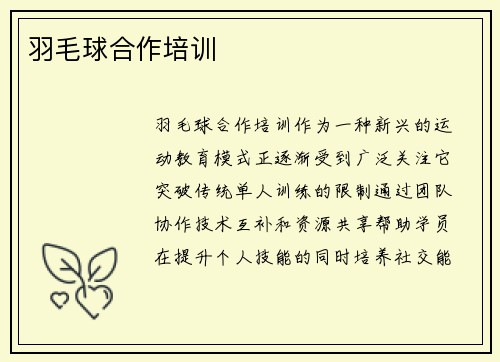 羽毛球合作培训